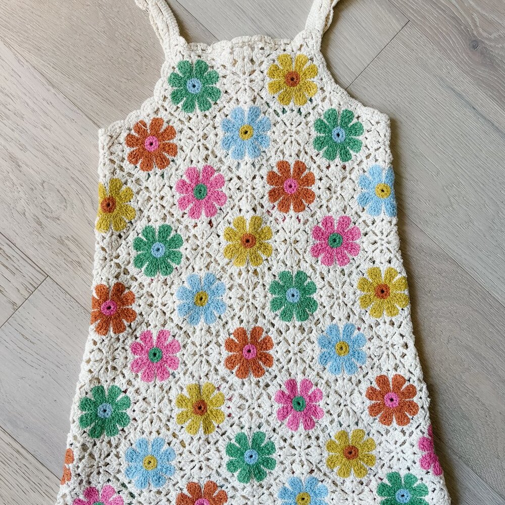 EUC Zara Girls Crochet Knitwear Dress Size 6 - Picture 3 of 3